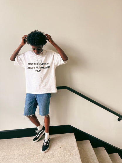 White "NOT MY FAULT" Tee